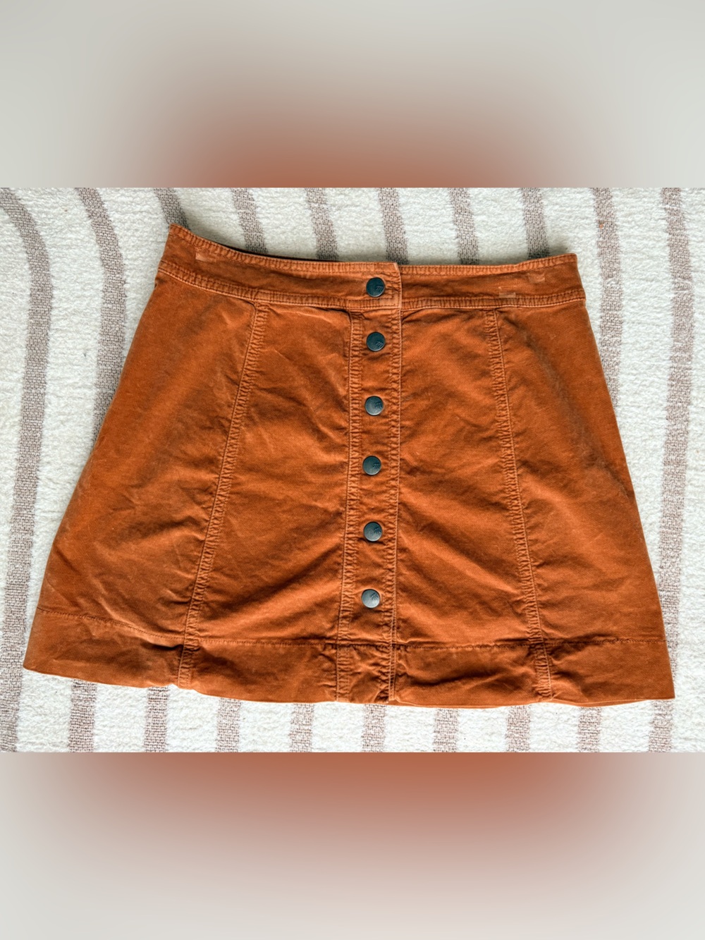 Madewell Rust Brown Button Front Mini Skirt Size 8